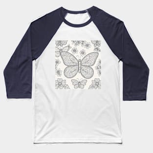 Butterfly Stitch Design Baseball T-Shirt